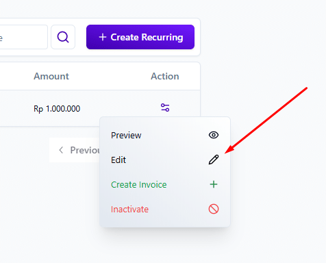 how to edit recurring invoice