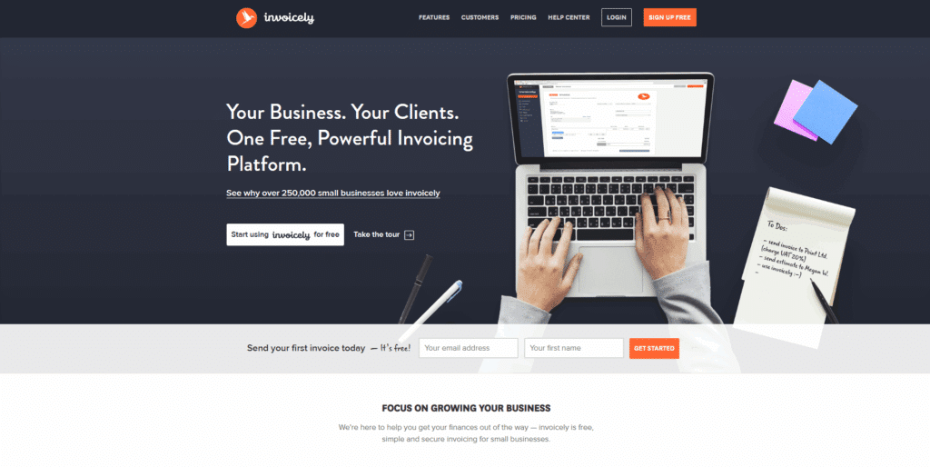 invoicely landing page 