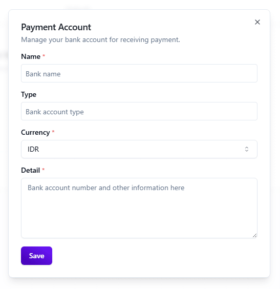 bank detail form 