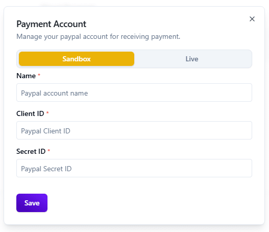 a paypal form detail 