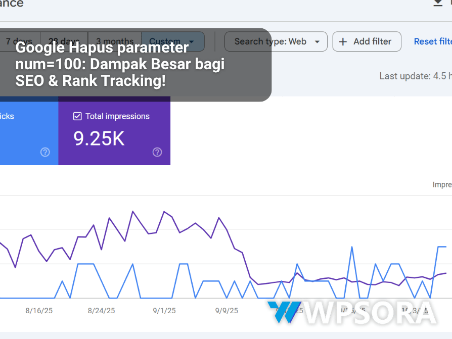 grafik gsc setelah parameter num=100 google di hapus